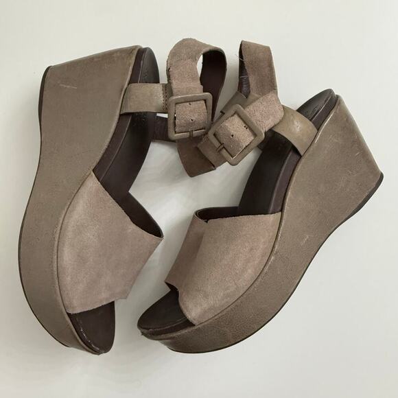 Kork-Ease Kerin Suede Leather Wedge Sandals Casual Vacation Taupe Sz 10 - Picture 2 of 9